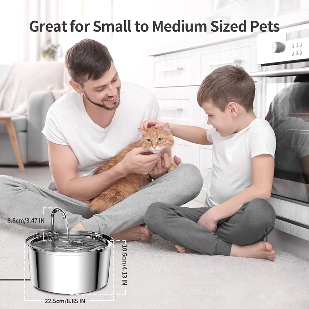 Fonte de Água Aço Inox 3 L para Cães e Gatos Ultra Silenciosa - Image 4