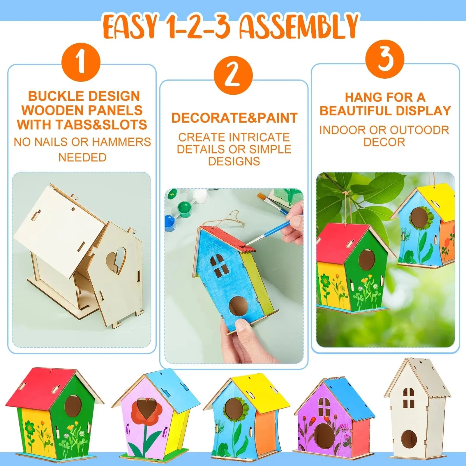 Casa Ninho de Pássaro de Madeira para Pintura DIY - Image 4