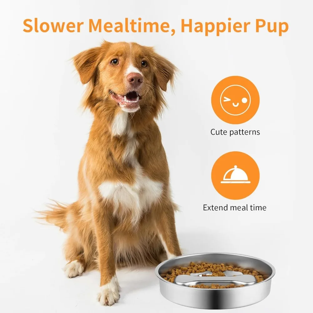 Comedouro Lento para Cães em Aço Inoxidável Antiderrapante - Imagem 3