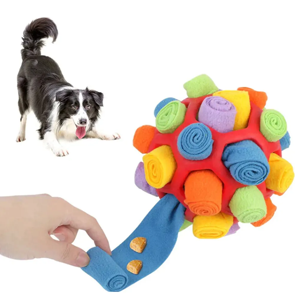 Bola Olfativa para Cães de Lã e TPR com 20 cm para Brincar - Imagem 6