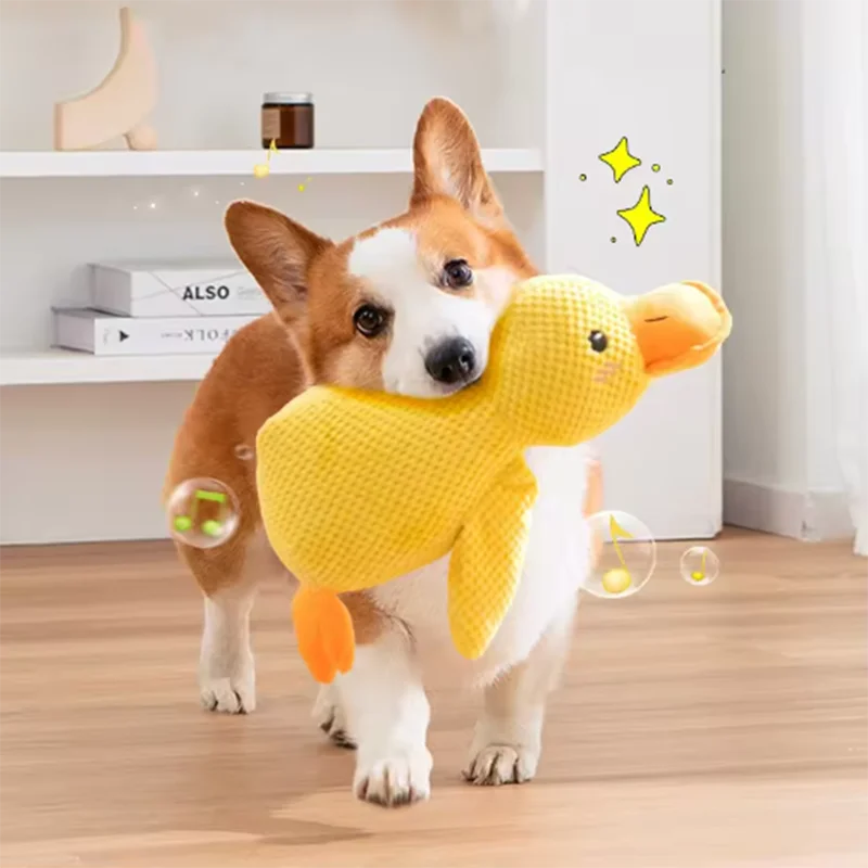 Brinquedo Pato de Pelúcia para Cães com Som Amarelo - Imagem 3