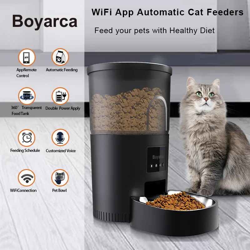 Dispensador de Ração Tuya Wifi para Gatos 3L Aço Inox com Temporizador - Imagem 2