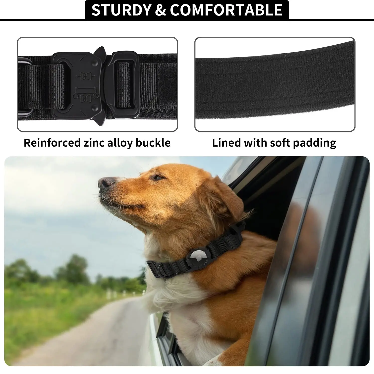 Coleira Tática para Cães Ajustável com Fivela de Metal - Imagem 2