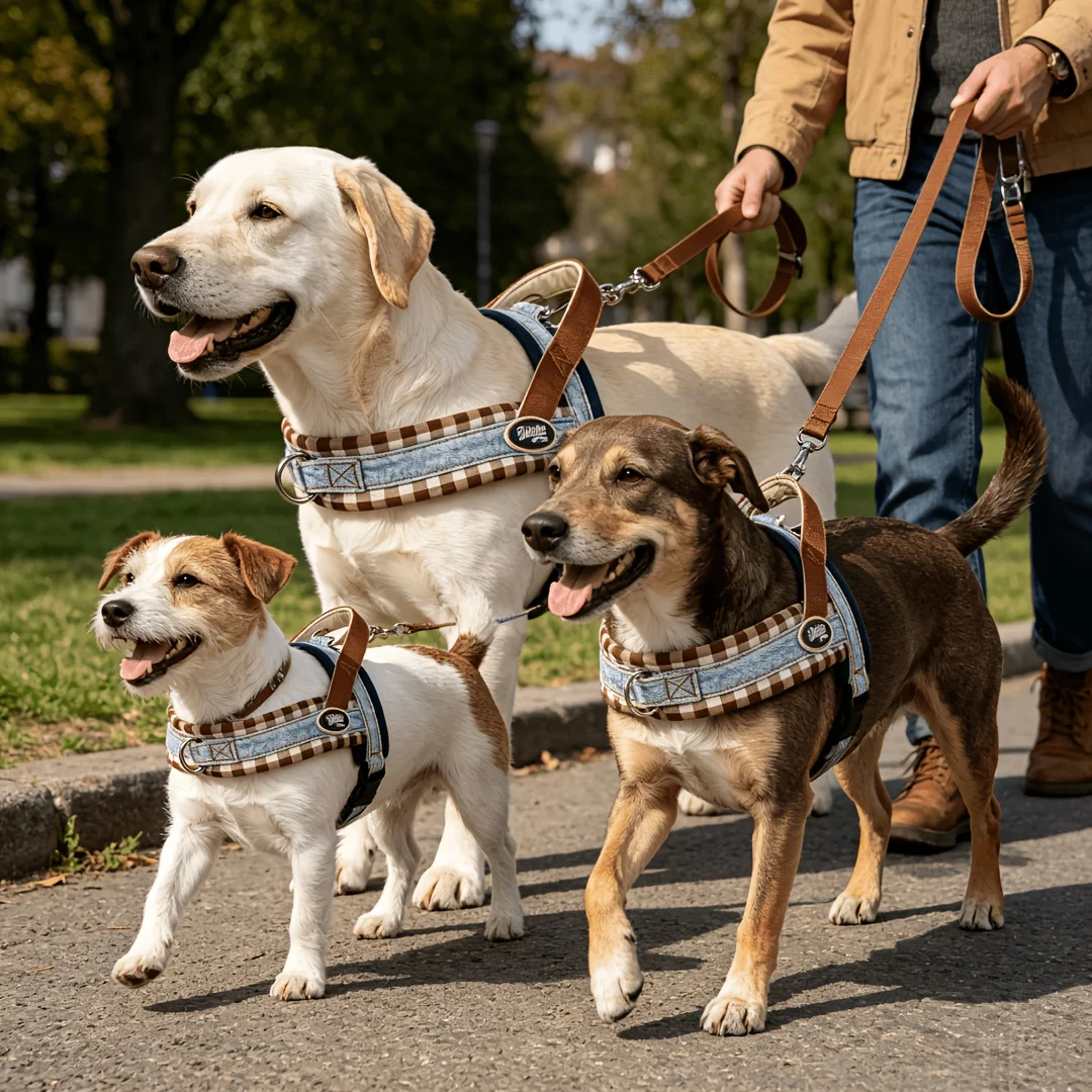 Coleira Peitoral Xadrez para Cães de Pequeno e Médio Porte com Forro de Neoprene - Image 2