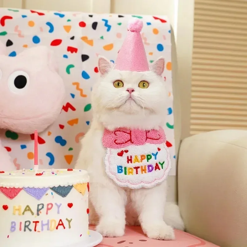 Chapéu e Cachecol de Aniversário para Cães e Gatos Pequenos - Image 2