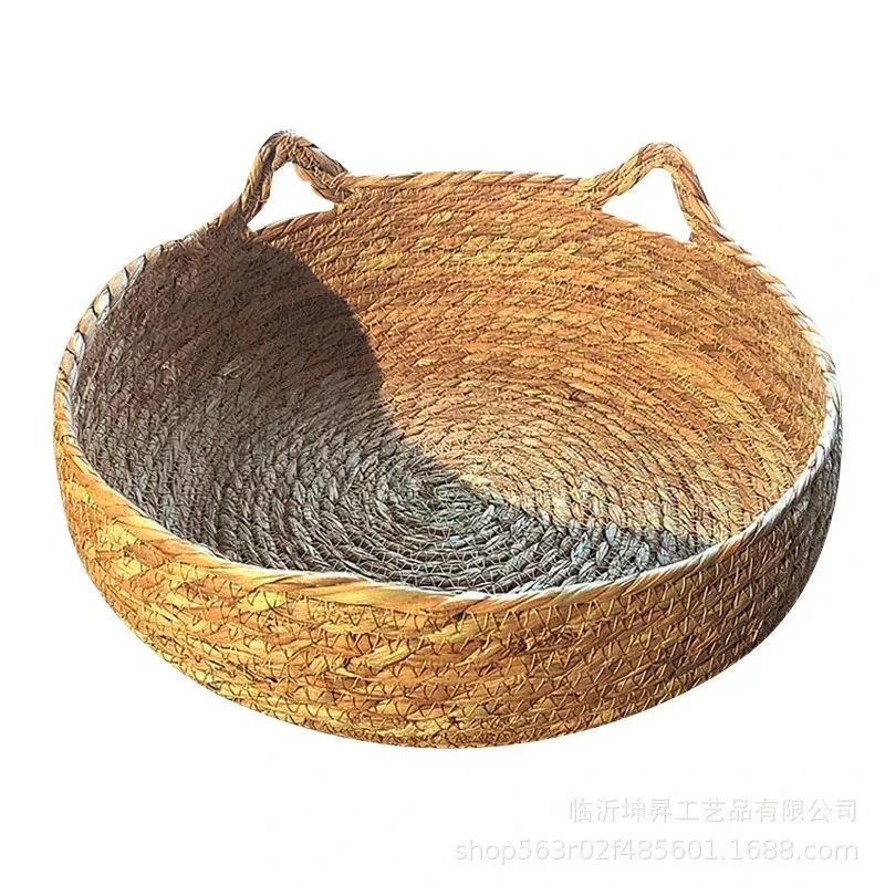 Cama Cesta para Gatos e Cães de Rattan com Almofada Macia 35 cm - Image 4