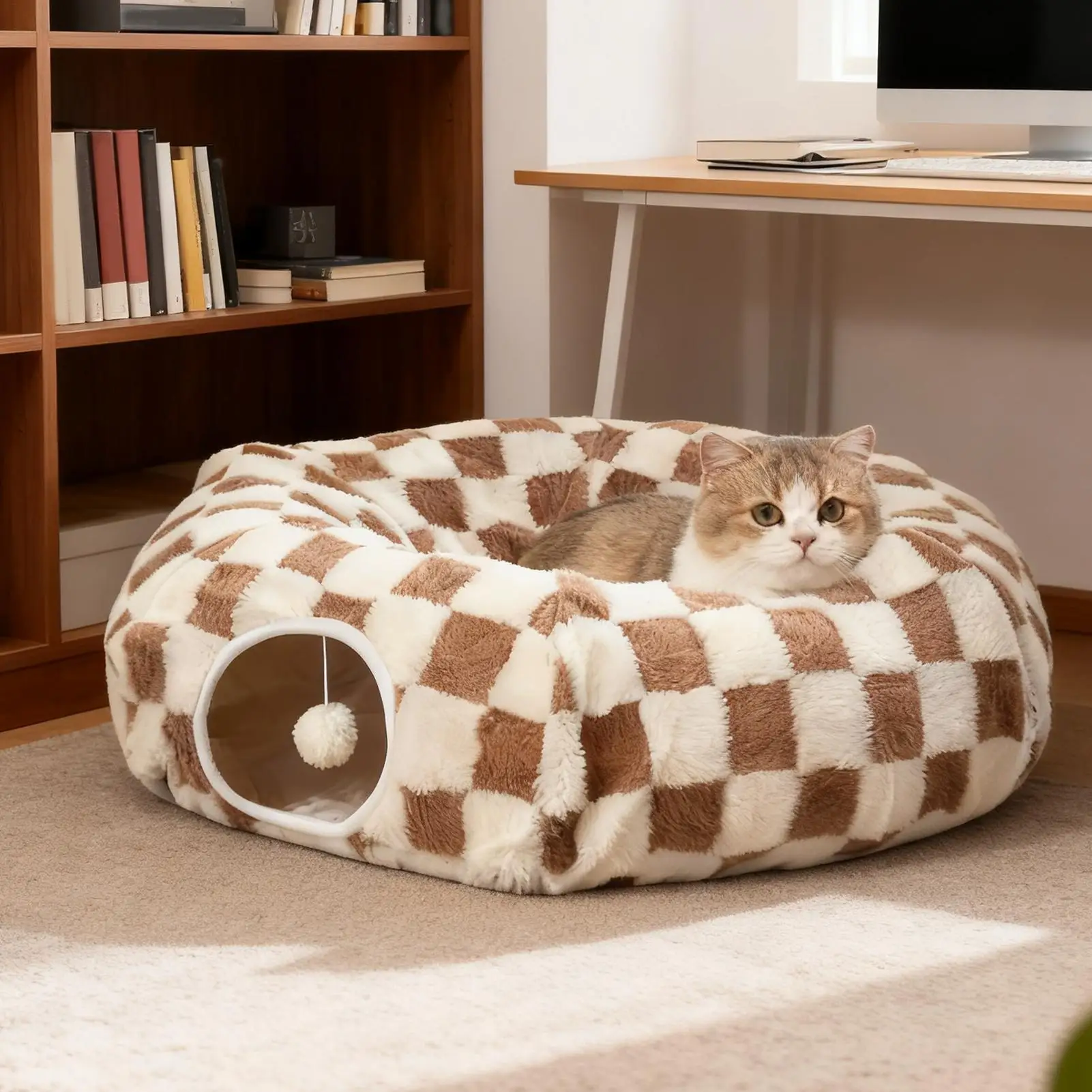 Cama Túnel para Gatos e Cães Pequenos Lavável com Brinquedo - Image 2