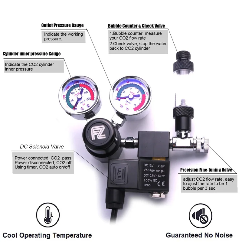 Regulador de CO2 Fzone para Aquário com Medidor Grande - Imagem 3