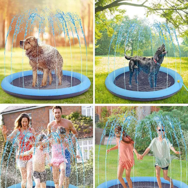 Tapete Inflável Aspersor para Cães PVC Azul 100x100 cm para Refrescar - Image 3