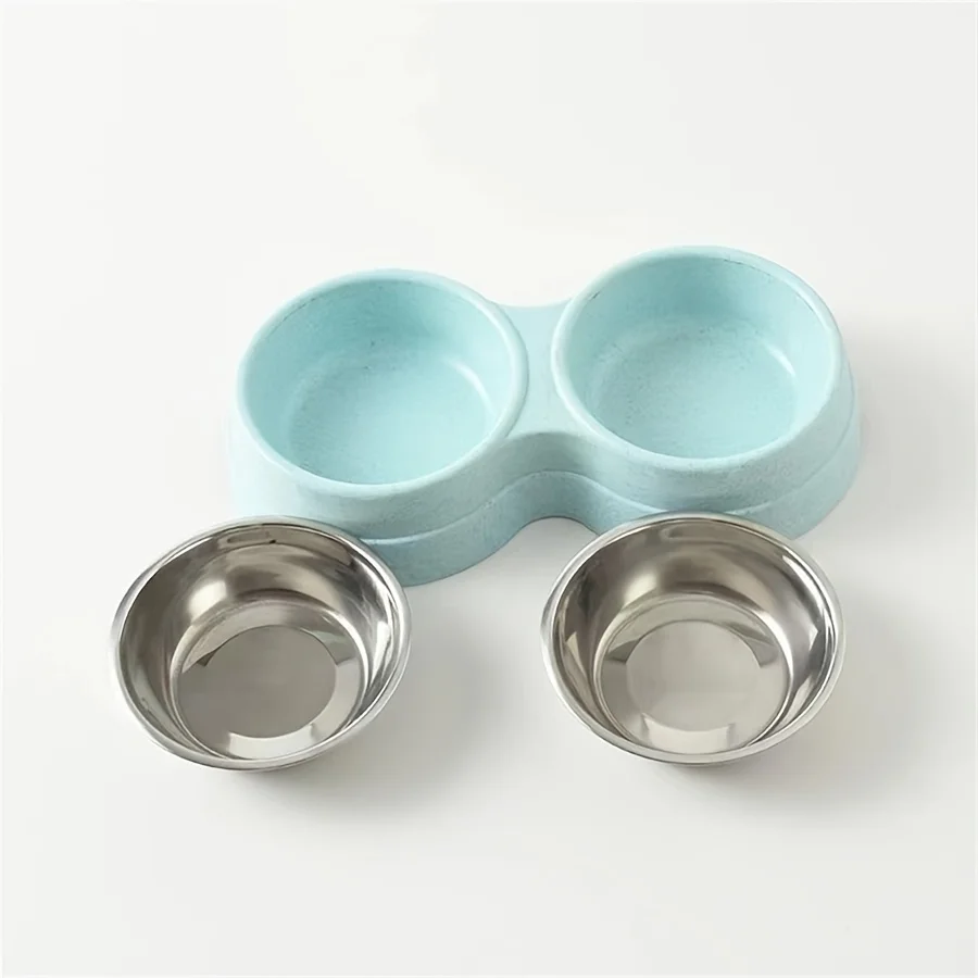 Tigela Dupla para Cães e Gatos de Aço Inoxidável com Base Antiderrapante - Imagem 5