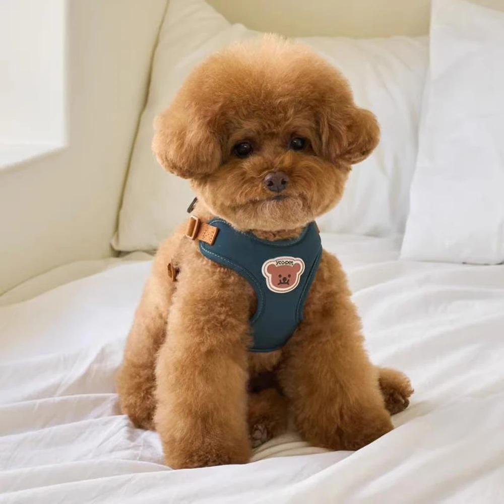 Coleira Peitoral para Cães e Gatos Ajustável com Guia Rosa - Imagem 4