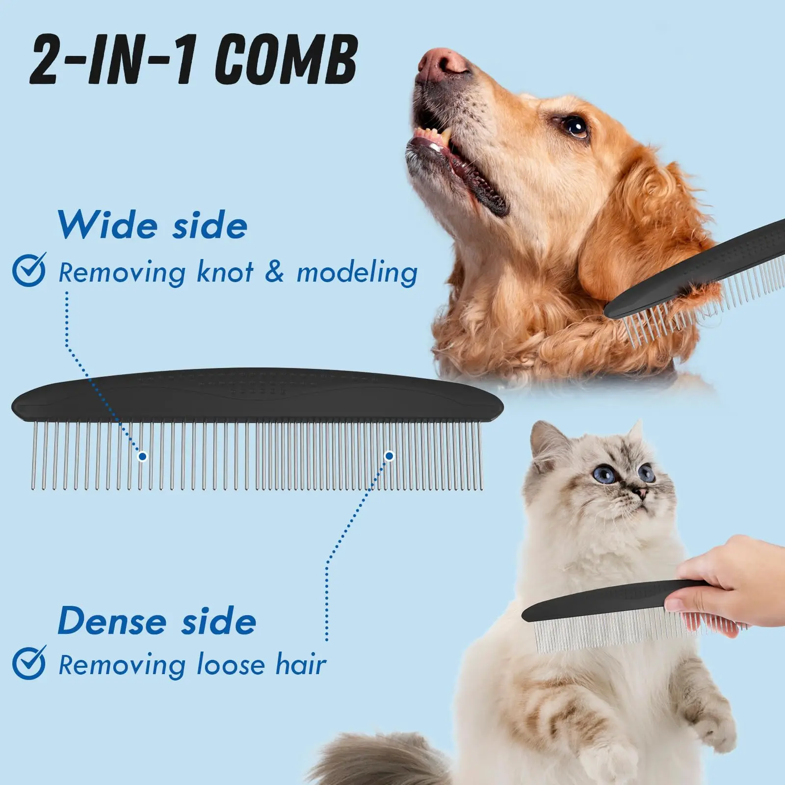 Escova e Pente para Cães e Gatos de Pelagem Longa 2 em 1 - Image 3