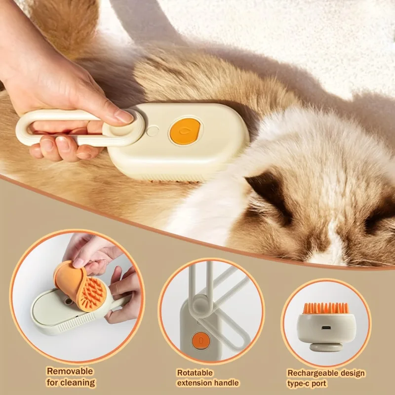 Escova a Vapor para Cães e Gatos Removedora de Pelos Soltos - Imagem 2