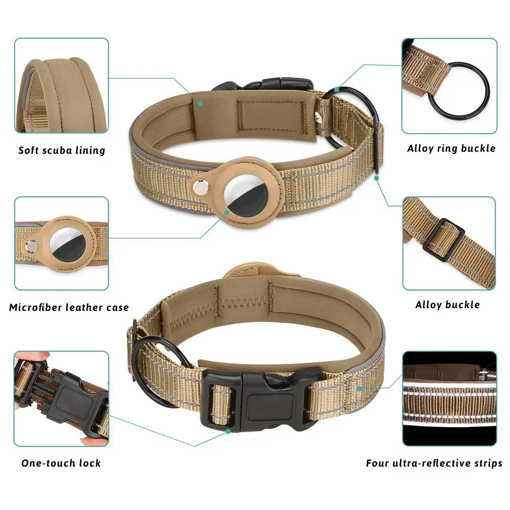 Coleira para Cães Anti-Perda Refletiva Impermeável para AirTag - Imagem 5