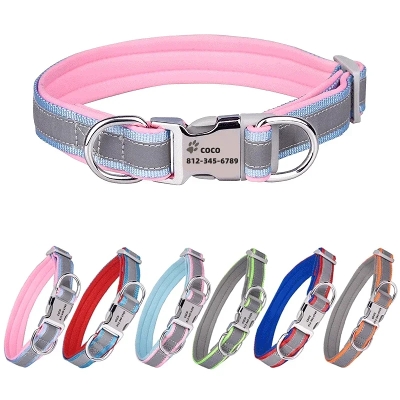 Coleira para Cães Refletiva Ajustável com Gravação a Laser - Imagem 2