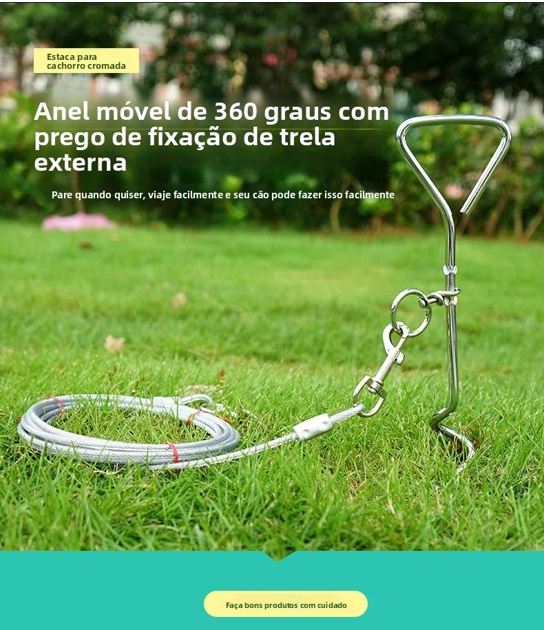 Estaca Parafuso de Aço para Cães com Cabo de 5m - Image 5