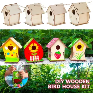 kit casinha de pássaros de madeira DIY