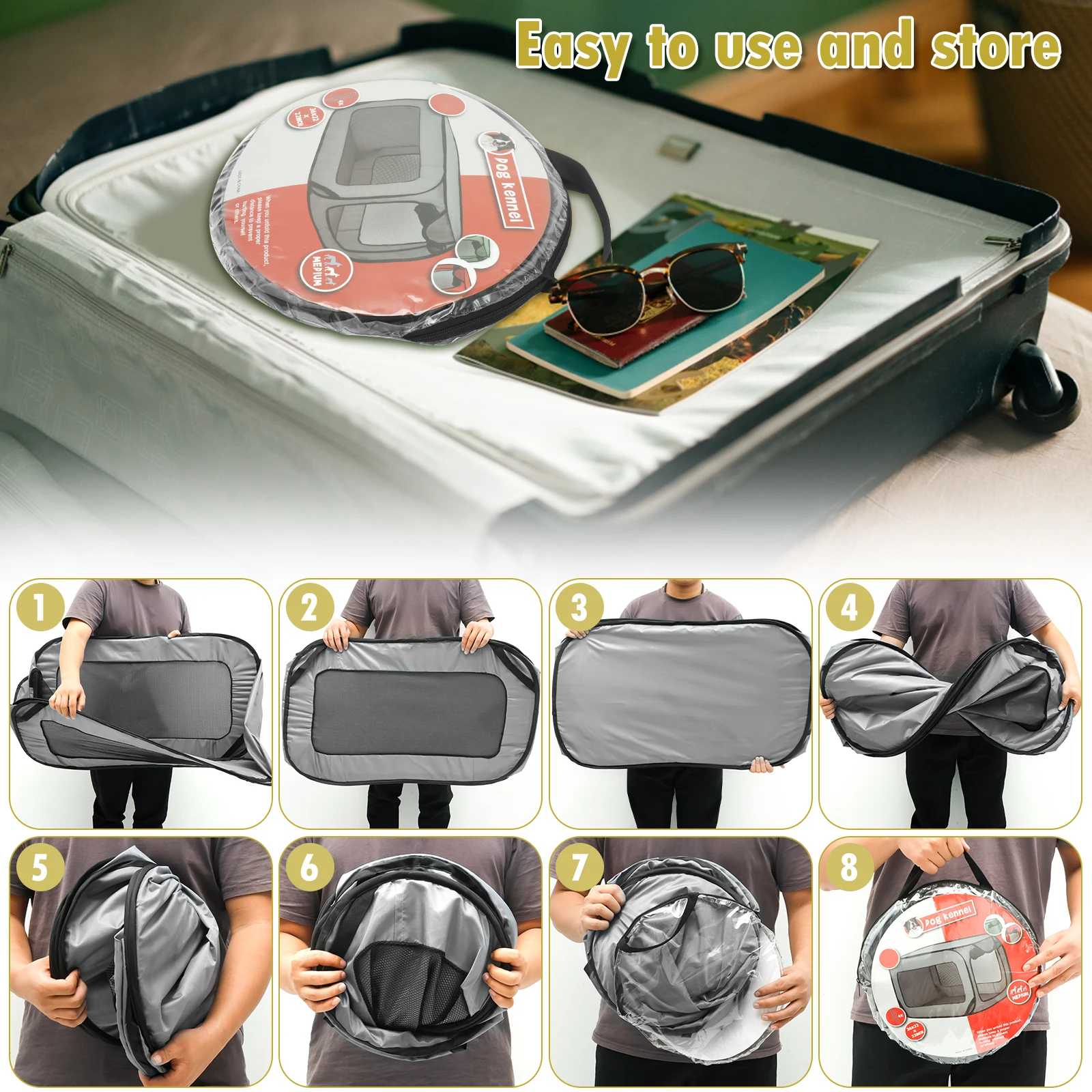 Caixa de Viagem para Cães Pequenos Dobrável com Bolsa de Armazenamento - Imagem 5