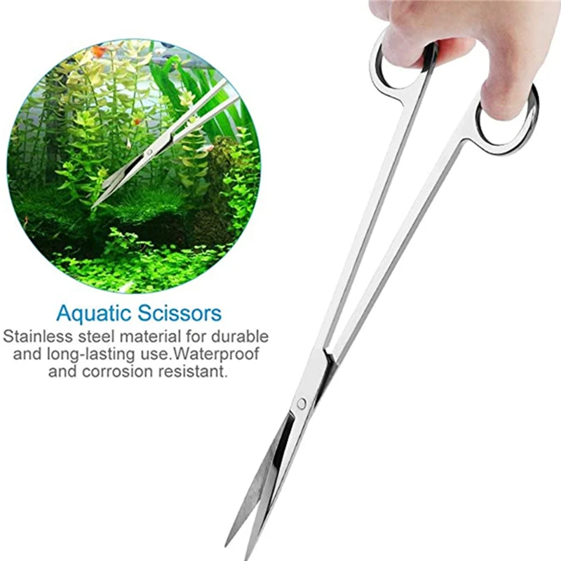 Kit de Ferramentas para Aquário de Aço Inoxidável com Pinça e Tesoura - Imagem 3
