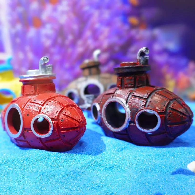 Decoração de Aquário Submarino em Resina: Abrigo para Peixes e Camarões - Imagem 4