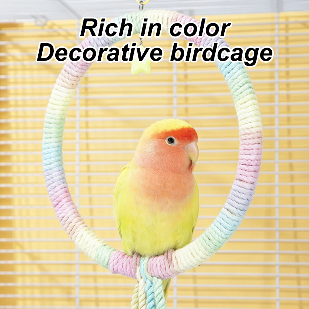 Brinquedo de Balanço para Pássaros com Anel de Corda Colorido - Imagem 5