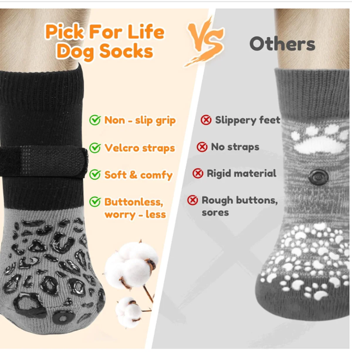 Meias Antiderrapantes para Cães e Gatos com Velcro Ajustável - Image 5
