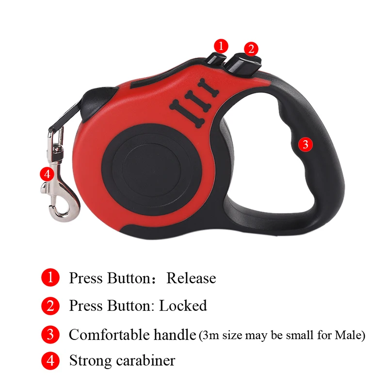 Coleira Retrátil Automática para Cães e Gatos de Nylon 3m/5m - Imagem 5
