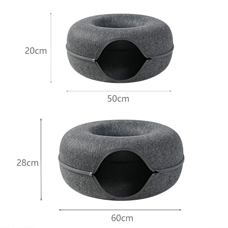Cama Donut para Gatos de Feltro Cinza 50 cm com Zíper - Imagem 6