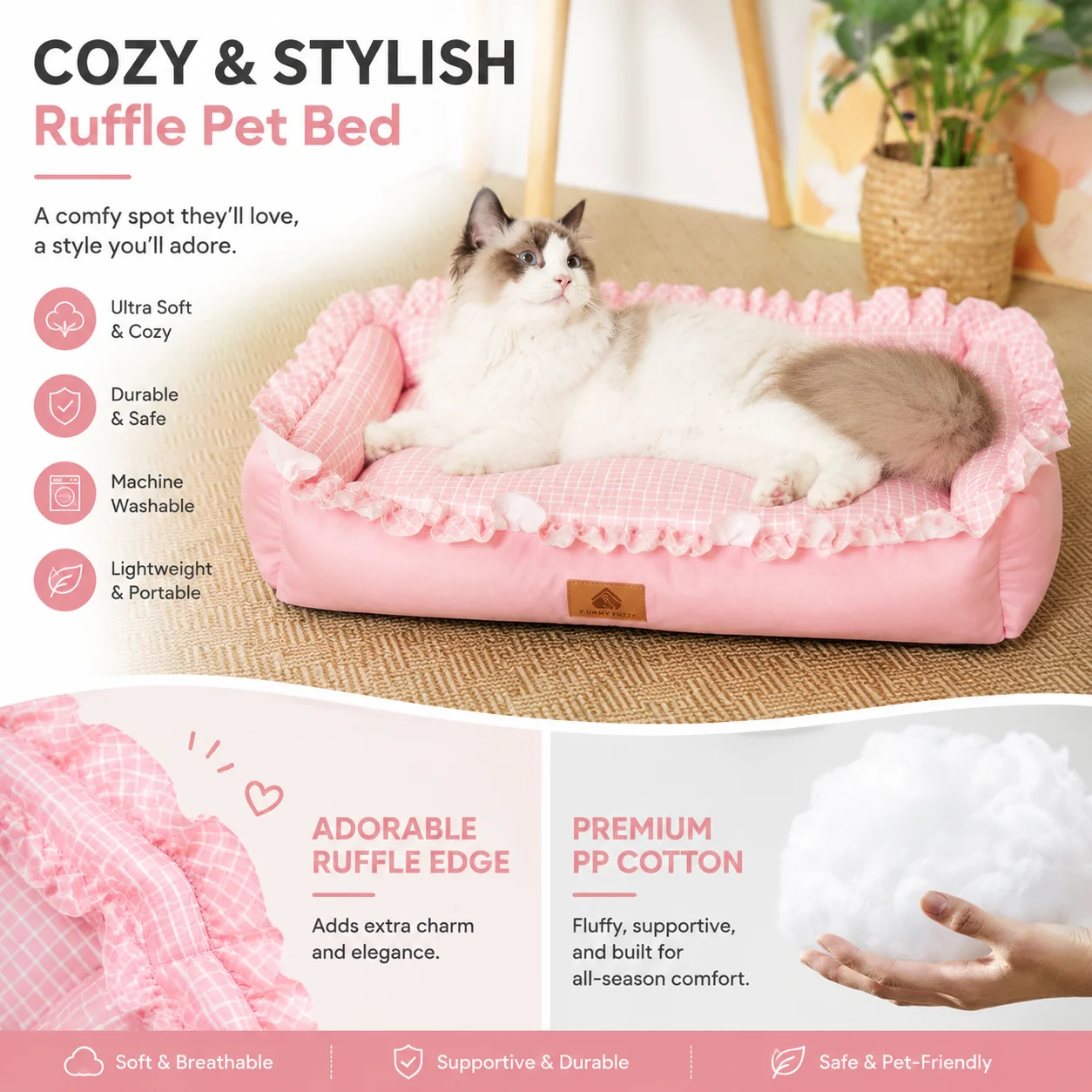 Cama Sofá para Cães e Gatos Pequenos e Médios com Base Antiderrapante - Image 2