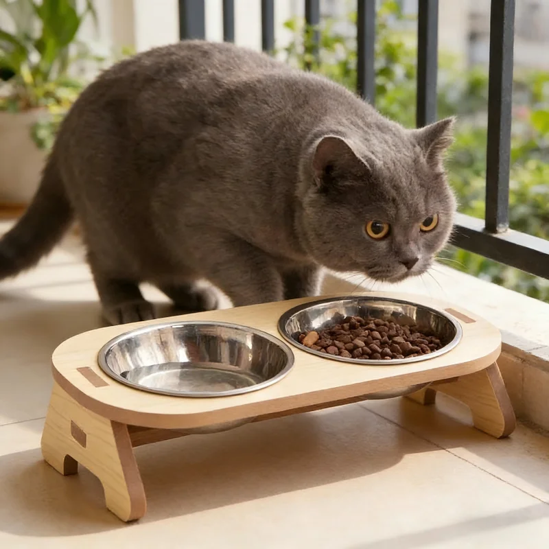 Suporte de Madeira para Comedouro de Cães e Gatos, Ajustável - Imagem 5