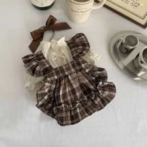 vestido xadrez fino para cães pequenos