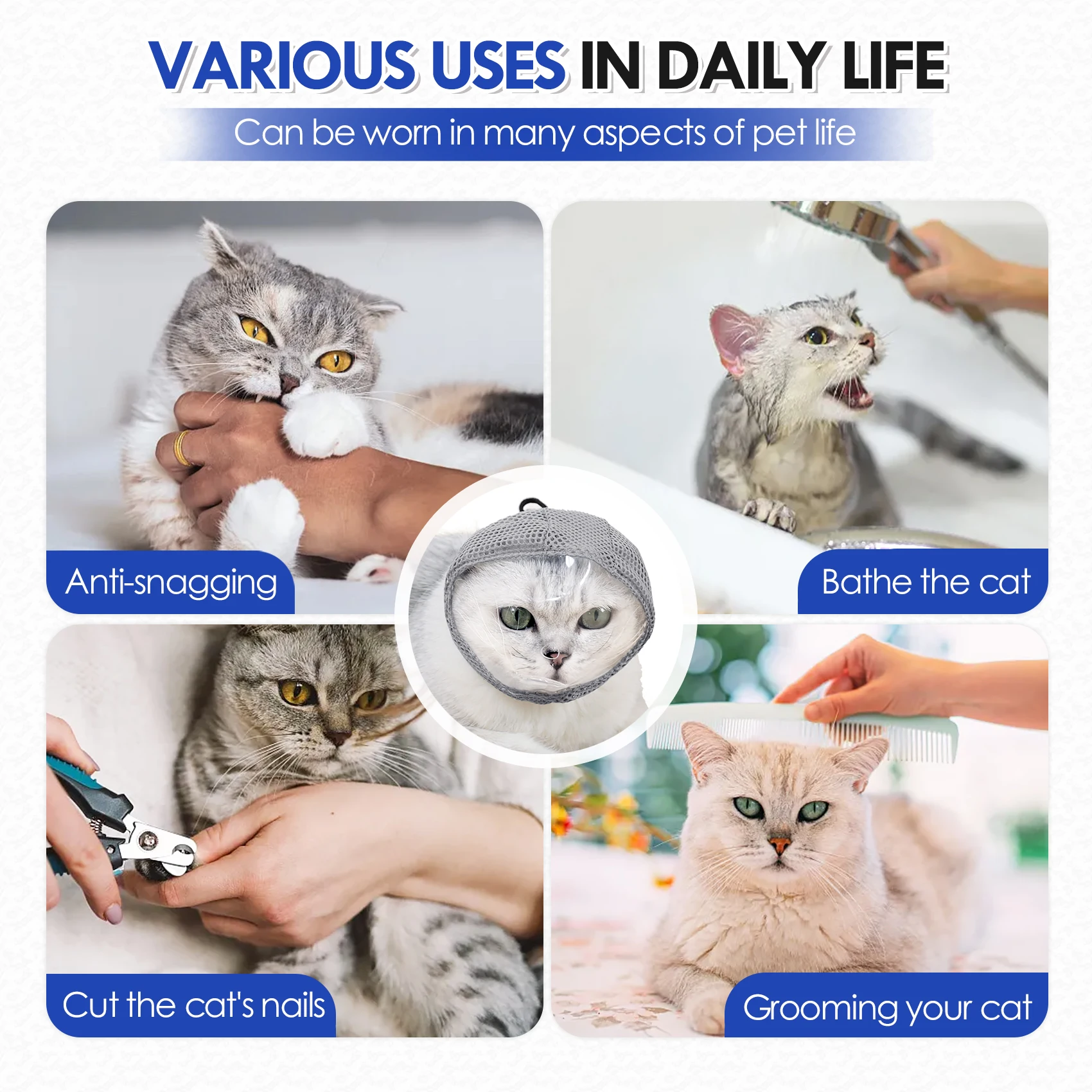 Máscara de Aliciamento para Gatos Transparente Ajustável - Imagem 5