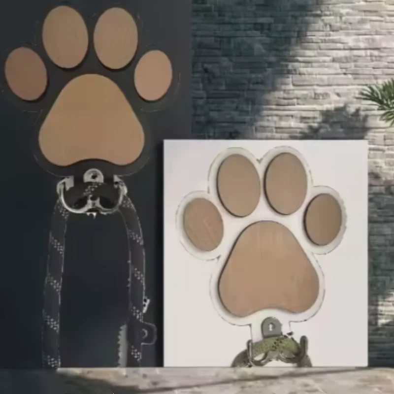 Gancho de Parede para Coleira de Cães de Madeira com Design de Garra - Imagem 2