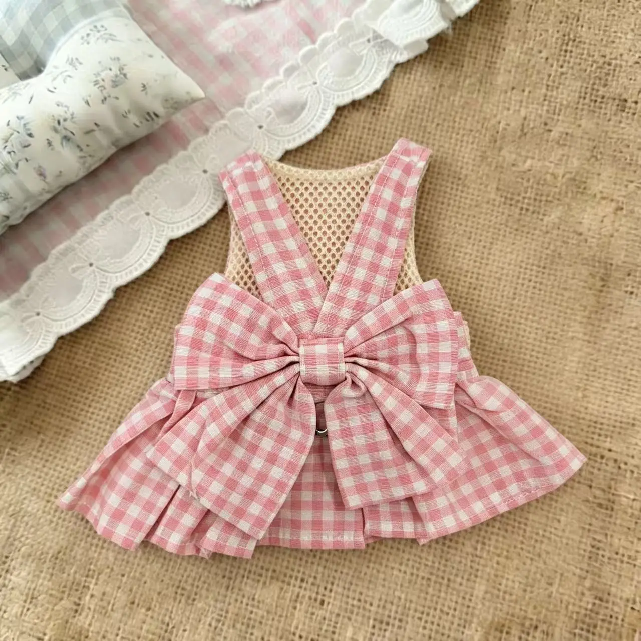 Vestido Arnês Xadrez para Cães Pequenos e Médios com Argola em D - Image 2
