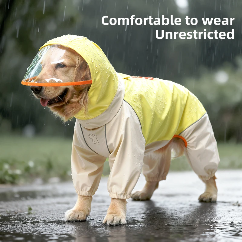 Capa de Chuva para Cães Grandes Impermeável Amarela - Imagem 5