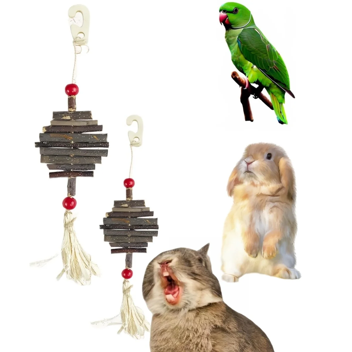 Brinquedo de Madeira para Hamsters Coelhos Pássaros para Gaiola - Image 2