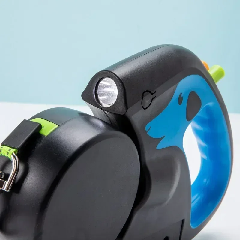 Coleira Rotativa para Cães Dupla Retrátil Leve 3 m Azul - Imagem 4