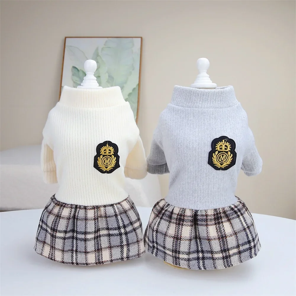 Vestido Xadrez Princesa para Cães Pequenos de Outono Inverno - Imagem 4