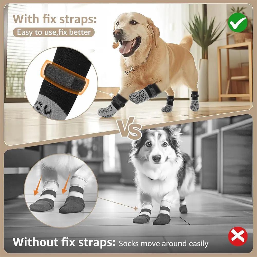 Meias Antiderrapantes para Cães 4 Pacotes com Aderência Forte - Imagem 3