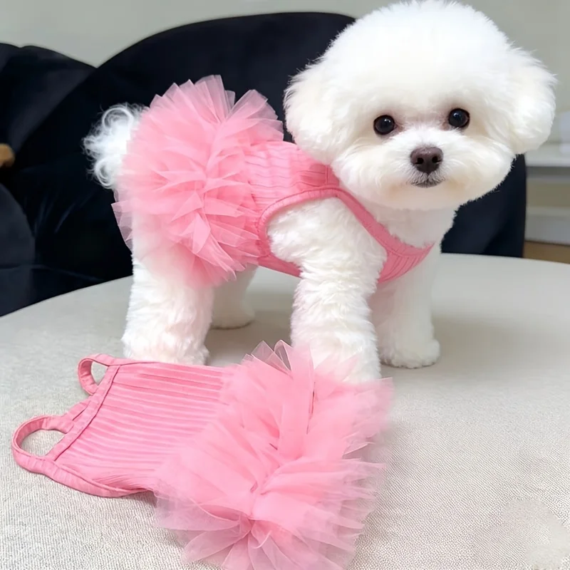vestido rosa para cães e gatos pequenos