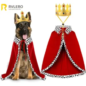 manto de rei para cães e gatos com coroa ajustável
