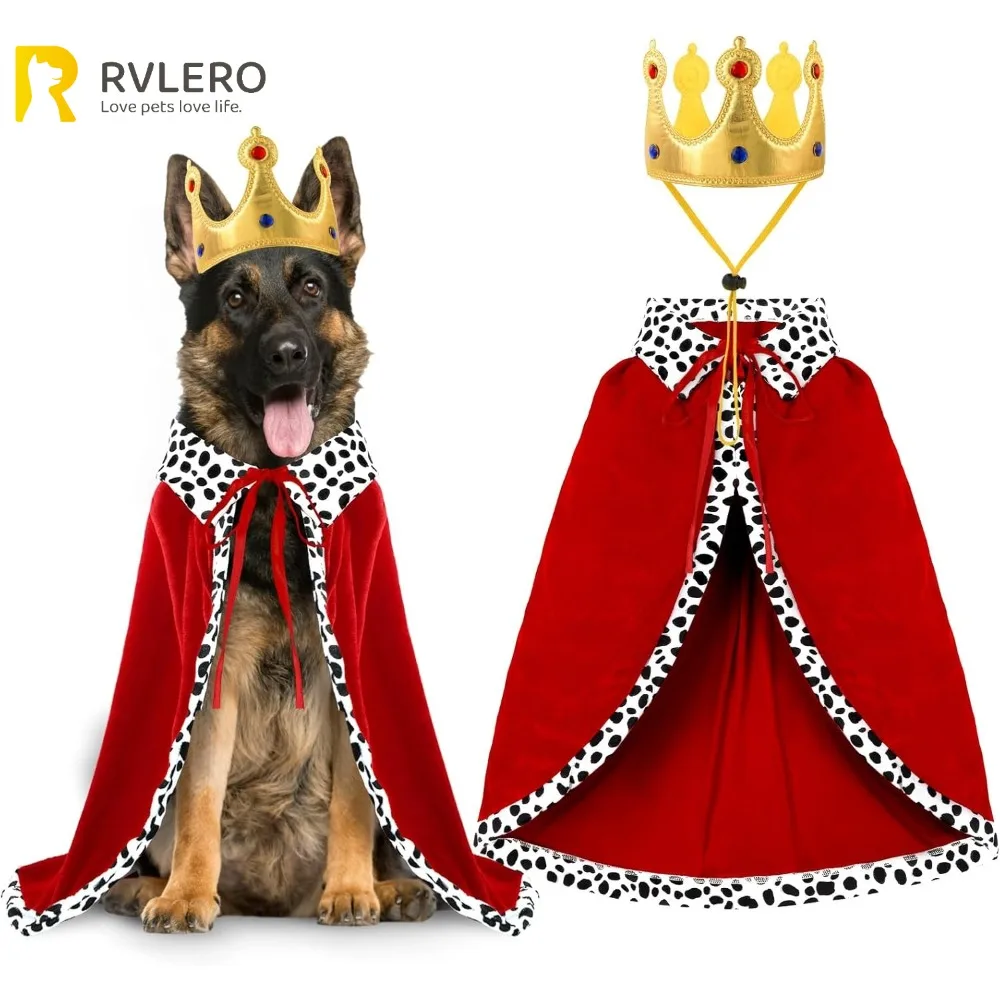 manto de rei para cães e gatos com coroa ajustável