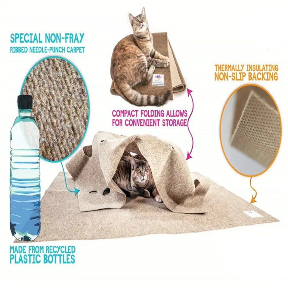 Tapete de Atividades para Gatos de Feltro 120 x 90 cm Dobrável - Imagem 3