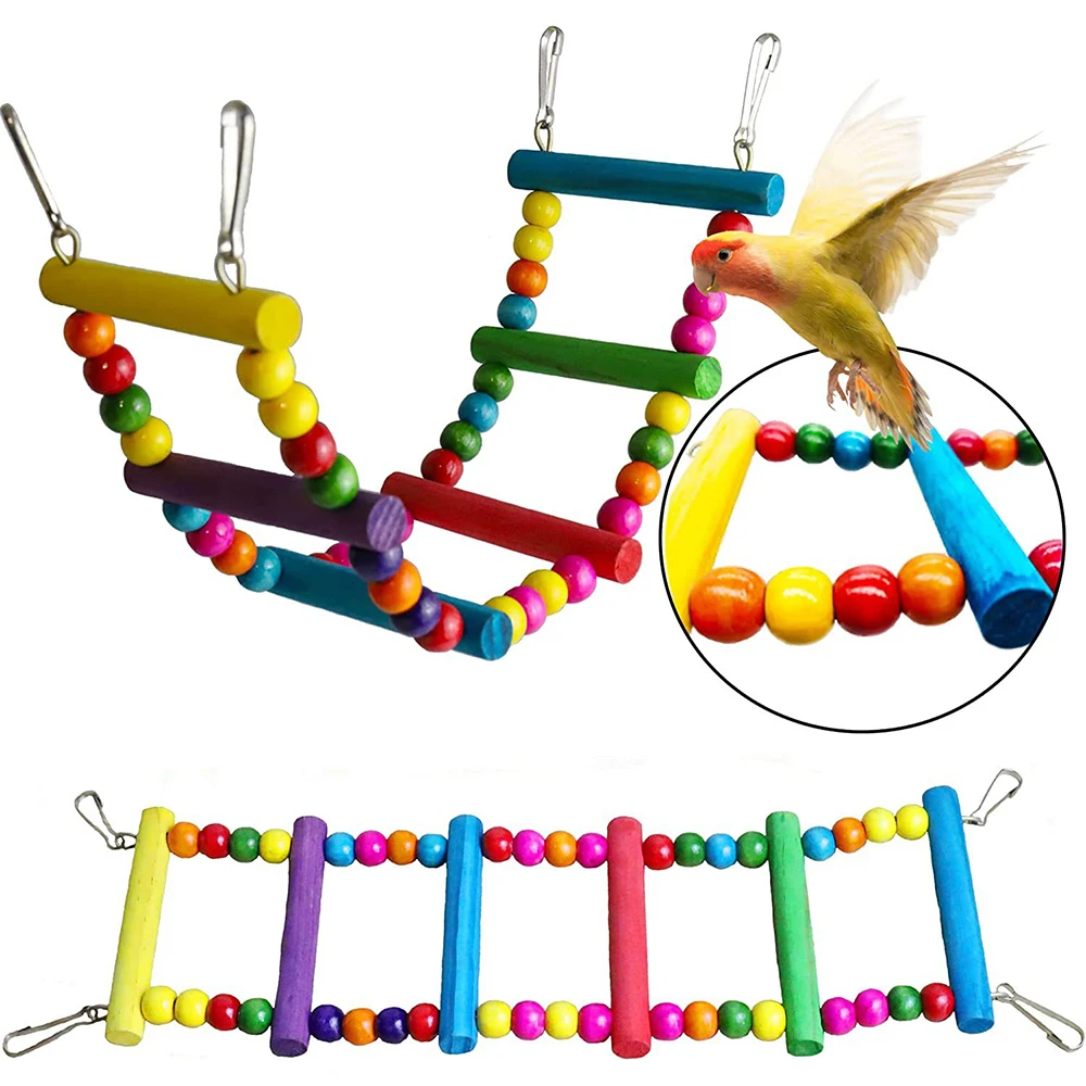 Kit de Brinquedos para Pássaros 7 Peças de Madeira para Gaiola - Image 4