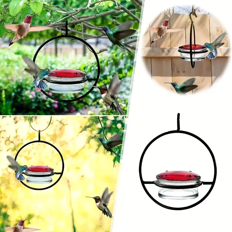 Alimentador de Beija-flor de Metal com Poleiro Circular - Imagem 4