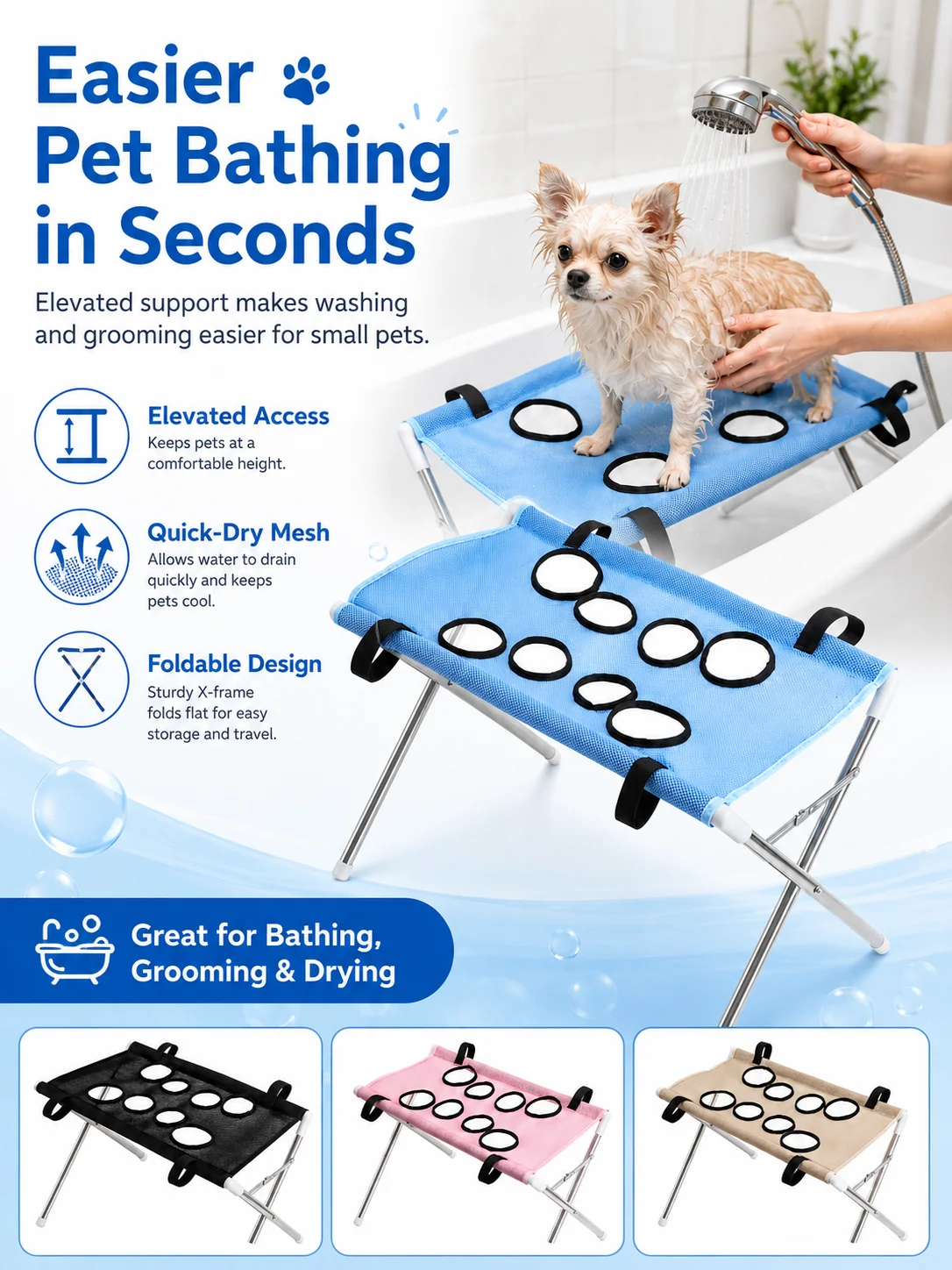 Rede de Banho para Cães e Gatos Pequenos Ajustável para Banheira - Image 5