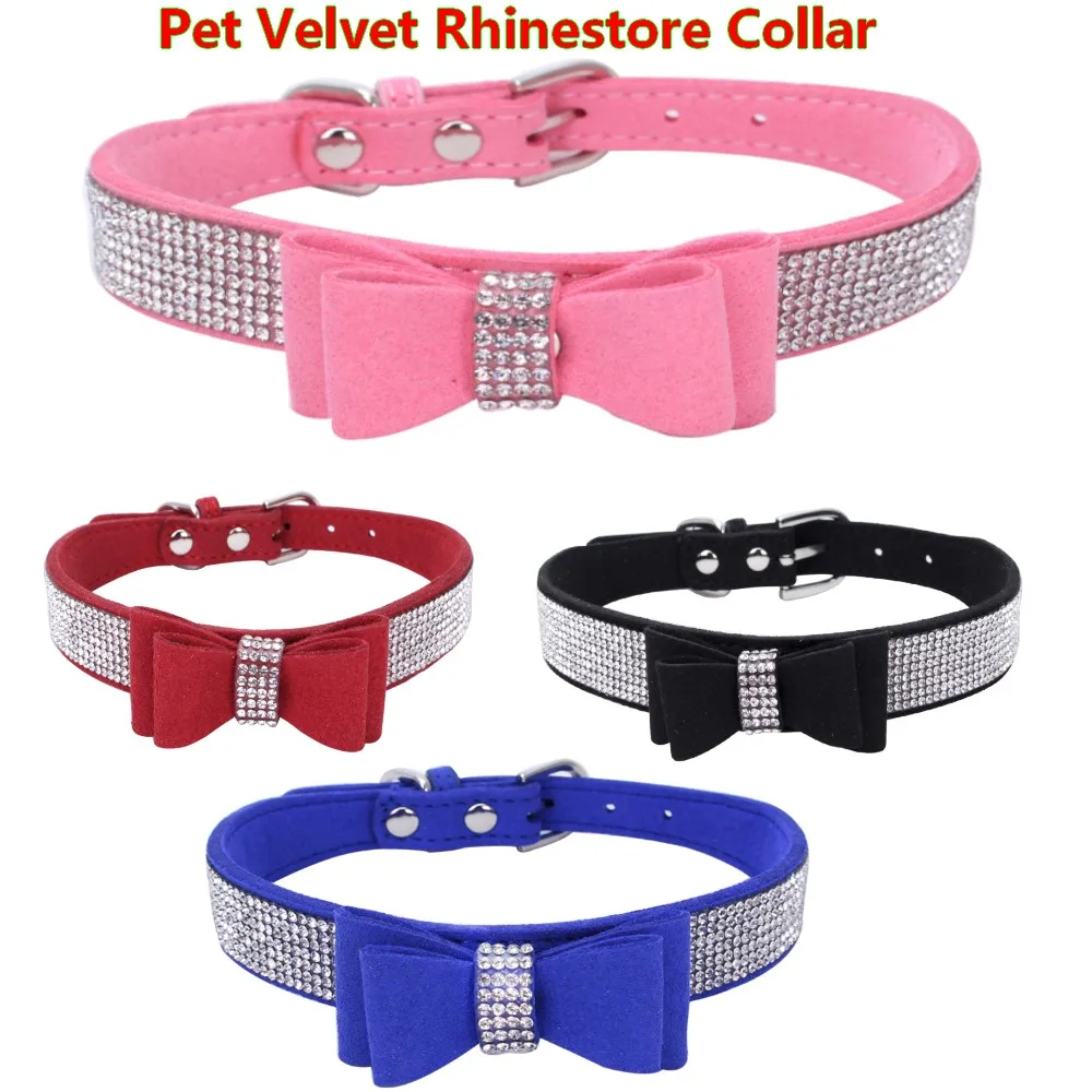 Coleira de Veludo para Cães com Strass e Borboleta - Image 2
