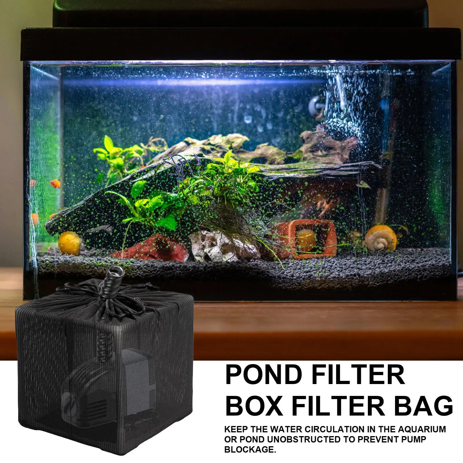 Saco Filtro para Bomba de Lago e Aquário 26x26cm com Cordão - Imagem 4
