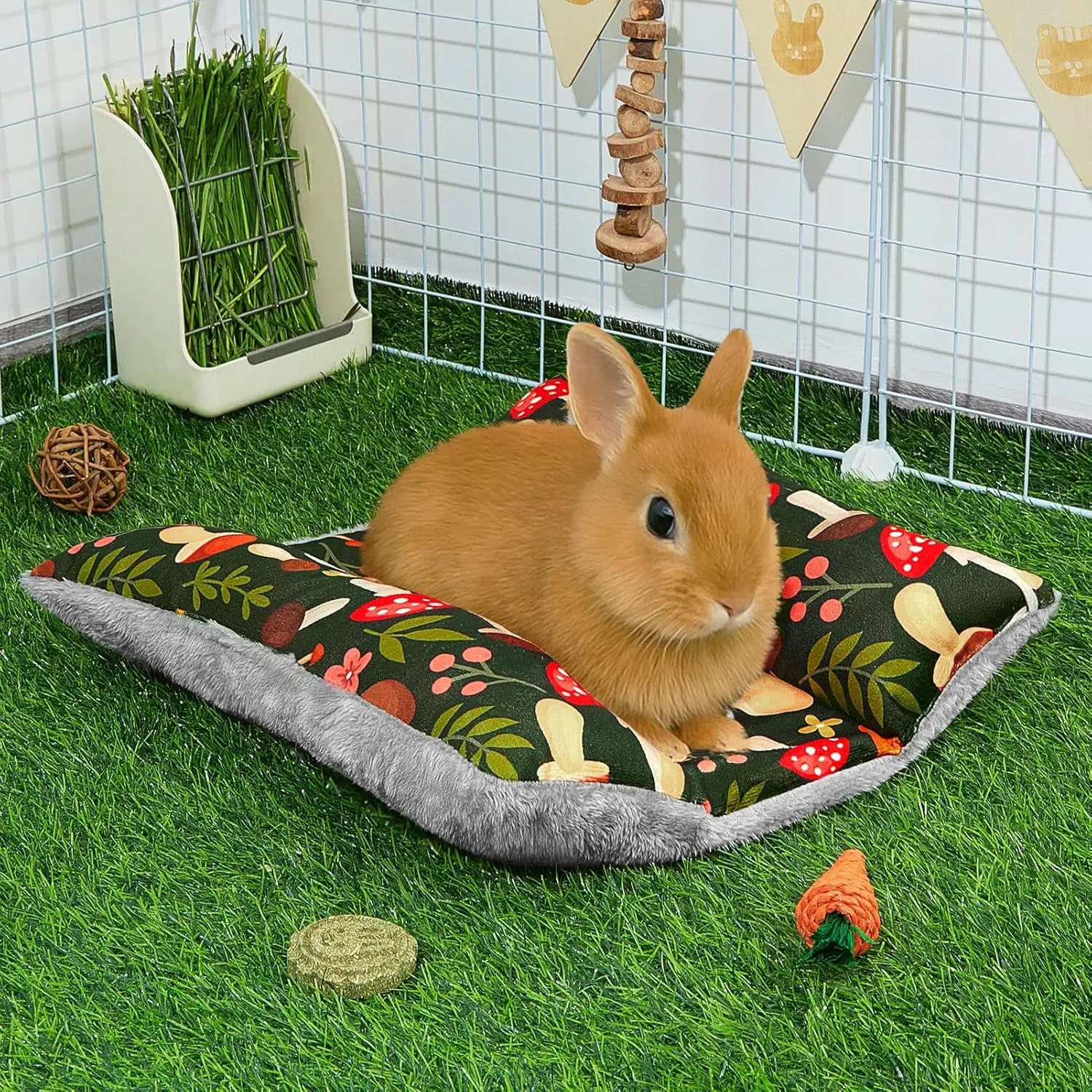Tapete de Cama para Coelhos Pelúcia Dupla Face Lavável - Imagem 3