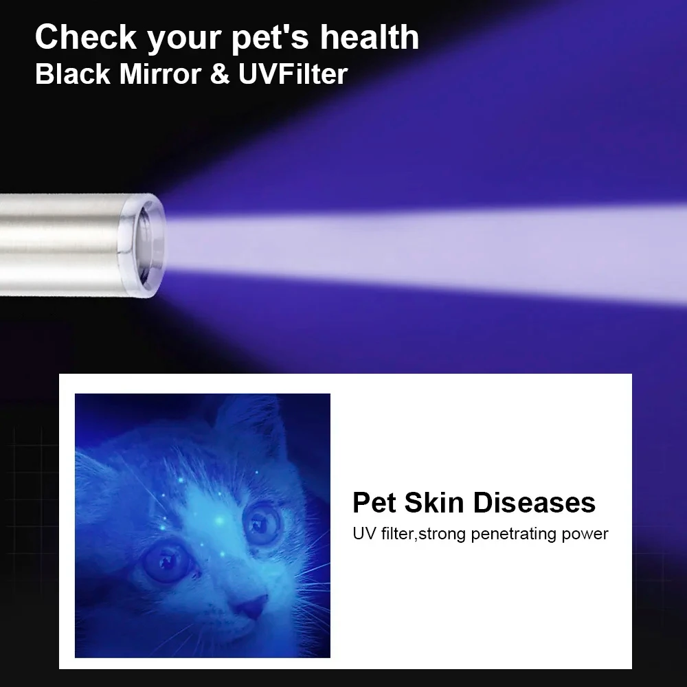 Lanterna UV 365 nm para Detecção de Fungos em Pets Recarregável USB - Imagem 3